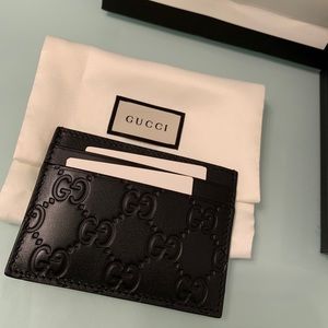Gucci Black Leather GG Card Holder